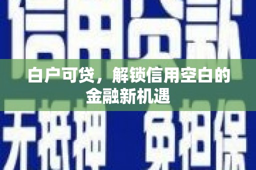阿拉山口白户可贷，解锁信用空白的金融新机遇